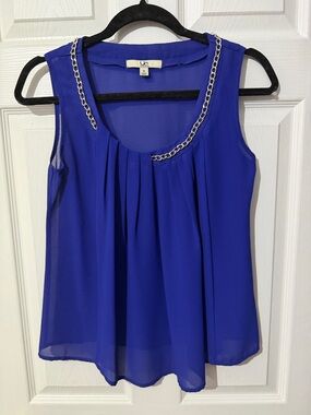 Ya Los Angeles Royal Blue Sleeveless Chain-Trim Camisole